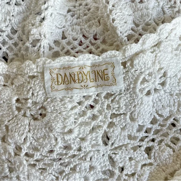 True Vintage White Boho Crochet Bell  Angel Sleeve Top - Picture 10 of 10